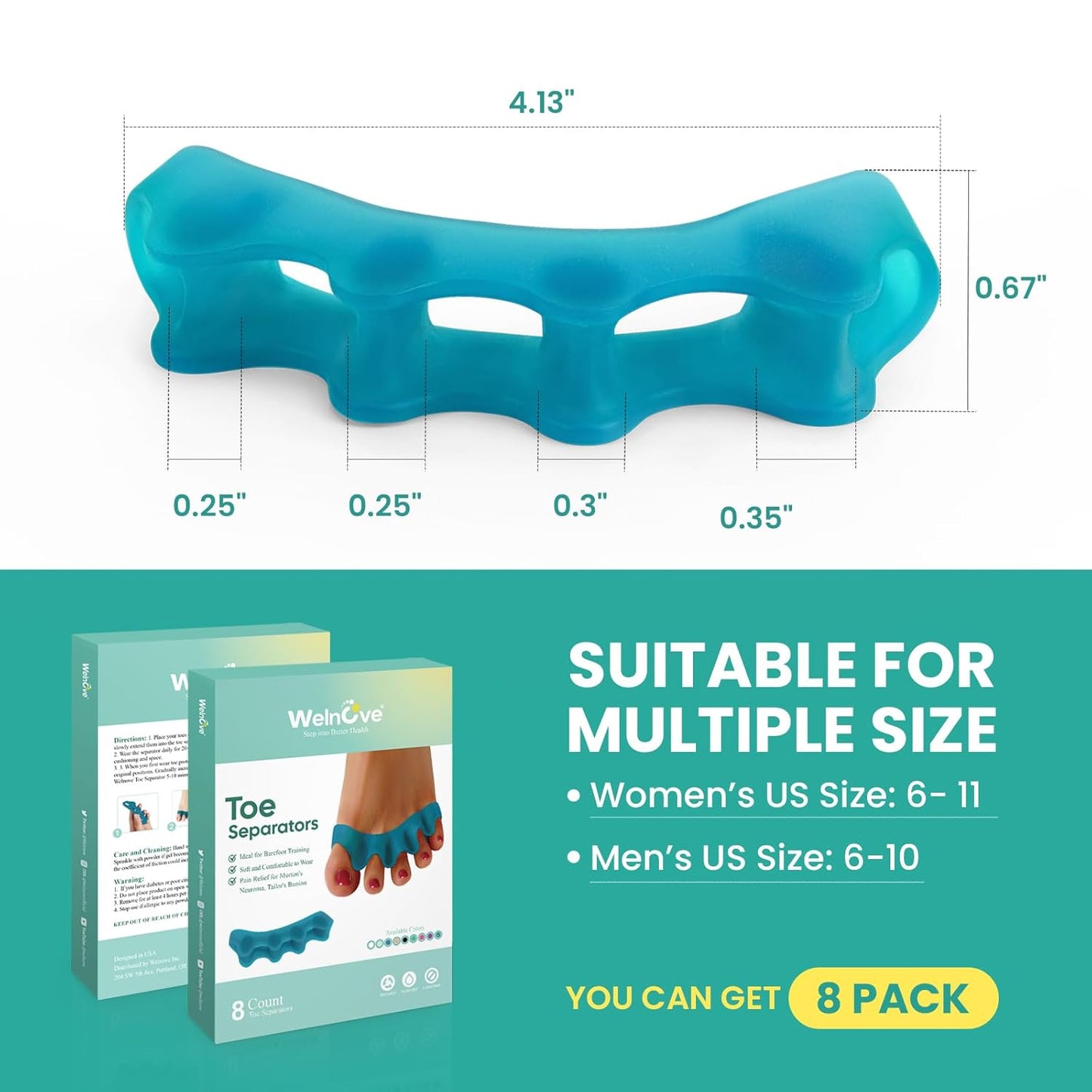 Welnove Silicone Toe Separators for Correct Bunion