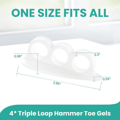 Welnove Hammer Toe Crests Straightener, 4 Pcs, 3 Loop