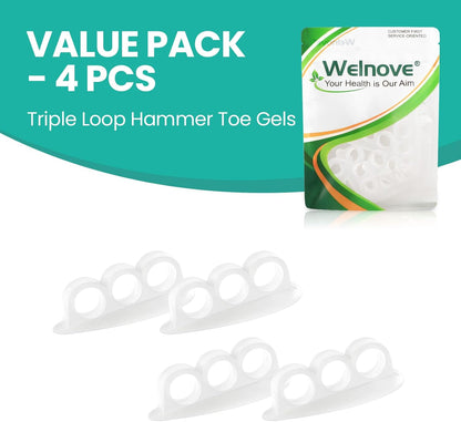 Welnove Hammer Toe Crests Straightener, 4 Pcs, 3 Loop