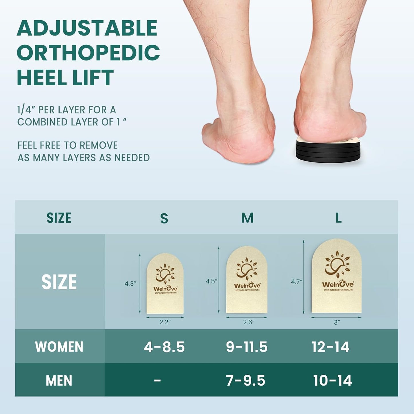 Welnove Heel Lift Inserts for Uneven Legs